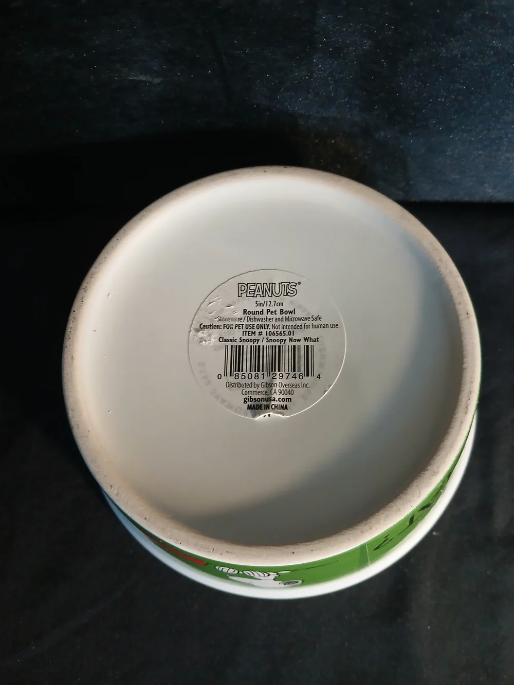 Ceramic Dog Bowl with Snoopy & Woodstock 'More Please' – White